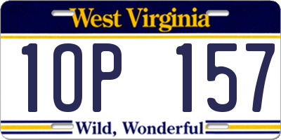 WV license plate 1OP157