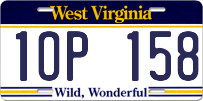 WV license plate 1OP158