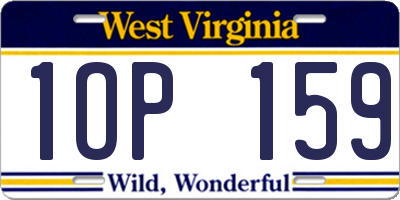 WV license plate 1OP159