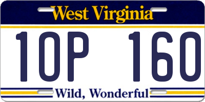 WV license plate 1OP160