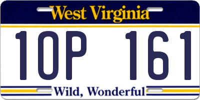 WV license plate 1OP161