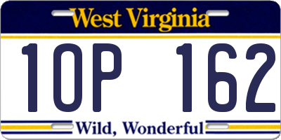 WV license plate 1OP162