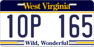 WV license plate 1OP165