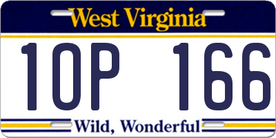WV license plate 1OP166