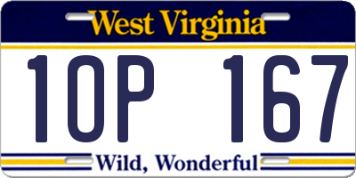 WV license plate 1OP167
