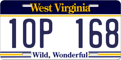 WV license plate 1OP168