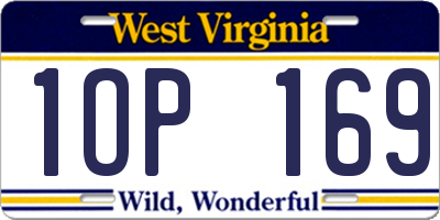 WV license plate 1OP169