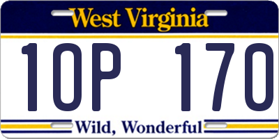 WV license plate 1OP170