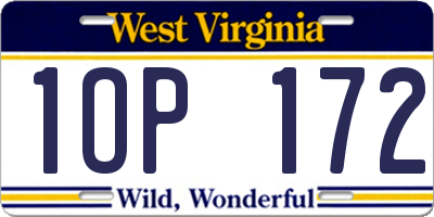 WV license plate 1OP172