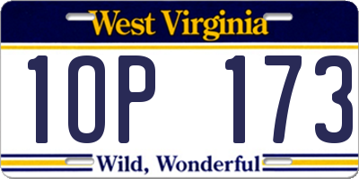 WV license plate 1OP173