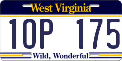 WV license plate 1OP175