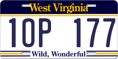 WV license plate 1OP177