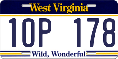 WV license plate 1OP178