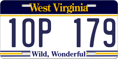 WV license plate 1OP179