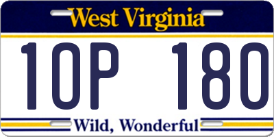 WV license plate 1OP180