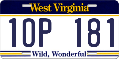WV license plate 1OP181
