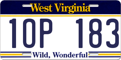 WV license plate 1OP183