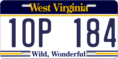 WV license plate 1OP184