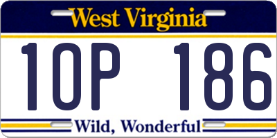 WV license plate 1OP186