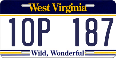 WV license plate 1OP187