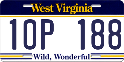 WV license plate 1OP188