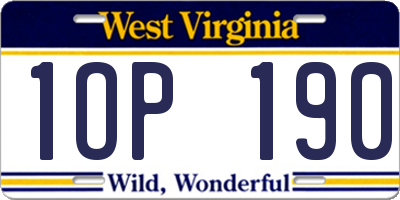 WV license plate 1OP190
