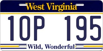 WV license plate 1OP195