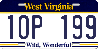 WV license plate 1OP199