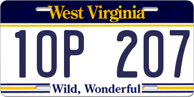 WV license plate 1OP207