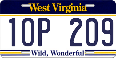 WV license plate 1OP209