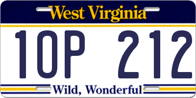 WV license plate 1OP212