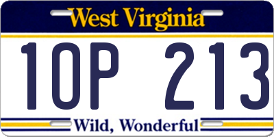 WV license plate 1OP213