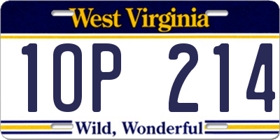WV license plate 1OP214