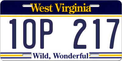 WV license plate 1OP217