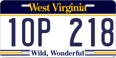 WV license plate 1OP218