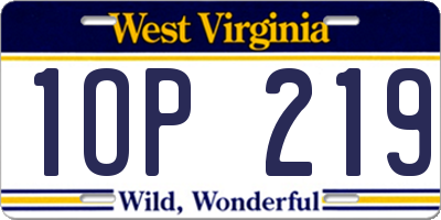 WV license plate 1OP219