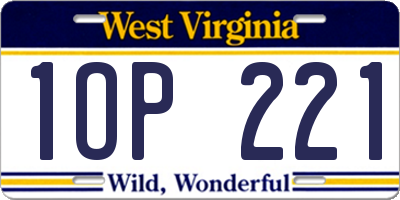 WV license plate 1OP221