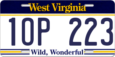 WV license plate 1OP223