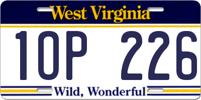 WV license plate 1OP226