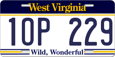 WV license plate 1OP229