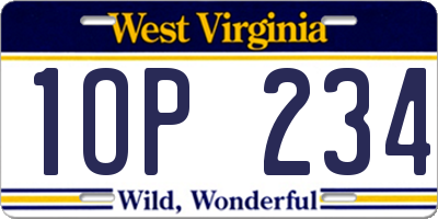 WV license plate 1OP234