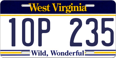 WV license plate 1OP235
