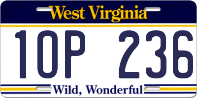 WV license plate 1OP236