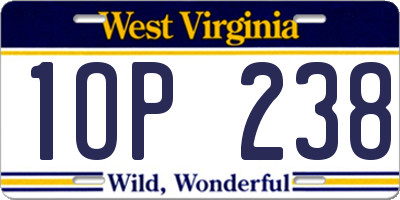 WV license plate 1OP238