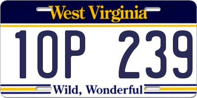 WV license plate 1OP239
