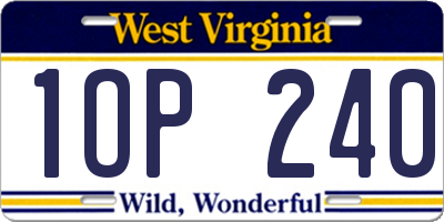 WV license plate 1OP240