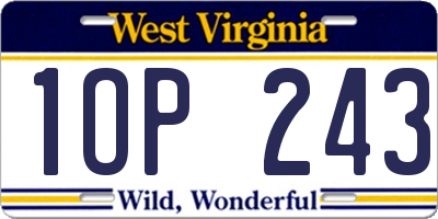 WV license plate 1OP243