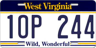 WV license plate 1OP244