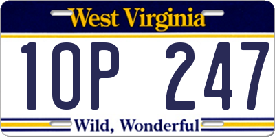 WV license plate 1OP247