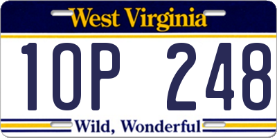 WV license plate 1OP248